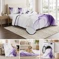thumbnail image 6 of Twin Quilt Set 68''x86'', Marble Purple Lightweight Summer Bedspread Coverlet Set with 2 Pillow Shams, Gold White Modern Gradient Ocean Ripple Breathable All Season Quilt Bedding for Dorm/Bedroom, 6 of 9