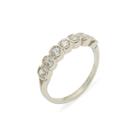 LBG British Made 10k White Gold Cubic Zirconia Womens Eternity Ring - 33 size options - Size 10