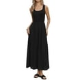thumbnail image 2 of INSPIRE CHIC Midi Dress for Women's Sleeveless Square Neck Casual Swing Tank Dress M Black, 2 of 6