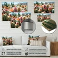 thumbnail image 4 of Designart "Green Pink Cactus landscape I" Floral Metal Wall Art, 4 of 5