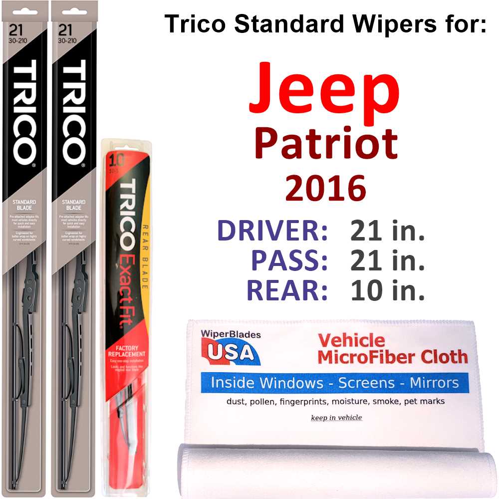 2016 Jeep Patriot Wiper Blades (Set of 3) w/Rear Wiper