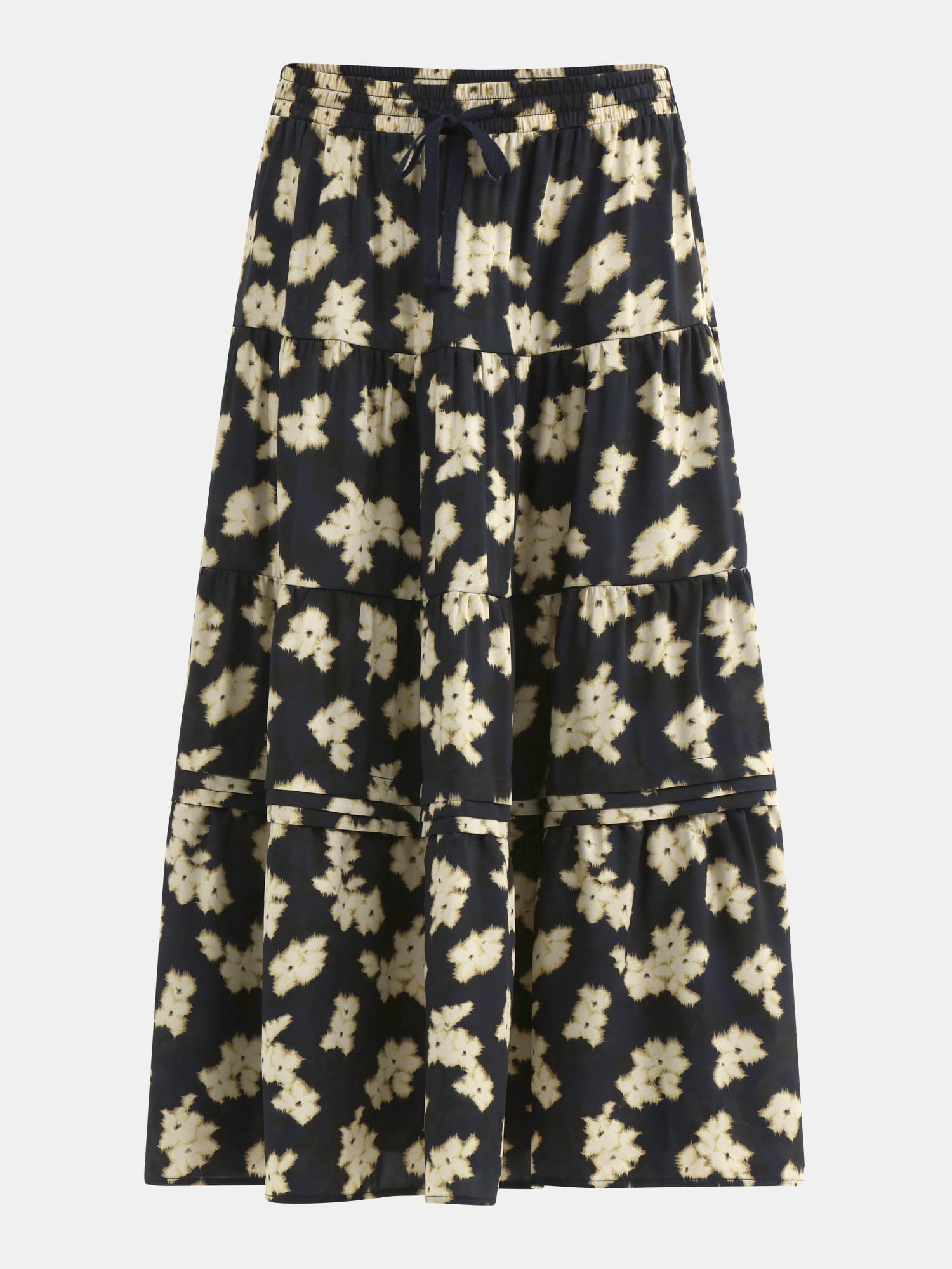 Time and Tru Women's Print Tiered Pull On Midi Skirt, Sizes XS-XXXL