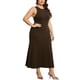 thumbnail image 4 of Vestido de suéter de talla grande Agnes Orinda para mujeres, cuello redondo, sin mangas, vestido de suéter de punto casual 3X marrón, 4 of 6
