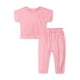 thumbnail image 1 of Minnieouse Verano niñas manga corta cuello camiseta pantalones conjunto estilo Casual fiesta Tops cintura elástica pantalones Kit ropa conjuntos de ropa Rosa 100cm, 1 of 6