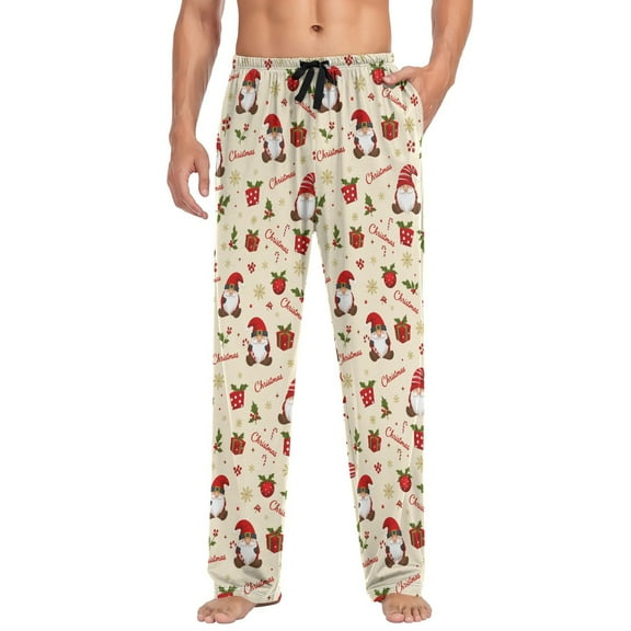 joogoo Men's Pajama Pants Christmas Gnome Snowflake Soft Long Sleep Lounge Pjs Bottoms L
