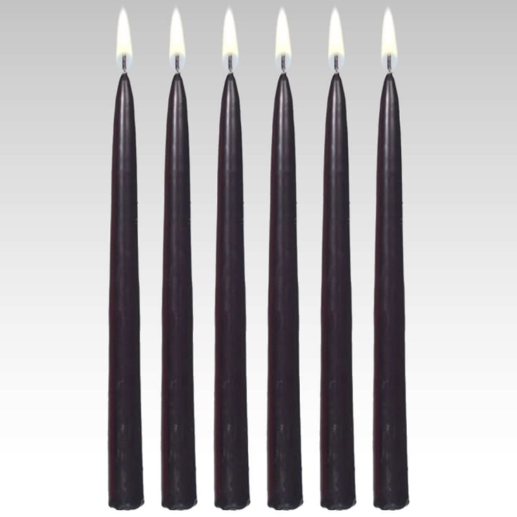 10" Black Taper Candles (Set of 12)