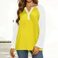 thumbnail image 5 of Hearthz Raglan Sleeve Shirts for Women Colorblock Long Sleeve Shirts for Women Dressy Fall Button V Neck Henley Shirts for Women Loose Fit, 5 of 5