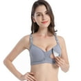 thumbnail image 6 of LYEAA Womens Bras Seamless No Wire Wireless Maternity Nursing Bras for Breastfeeding Pregnant Solid Openable Breathable Bras Comfort Push Up Thin Sleep Bras Gray S, 6 of 7