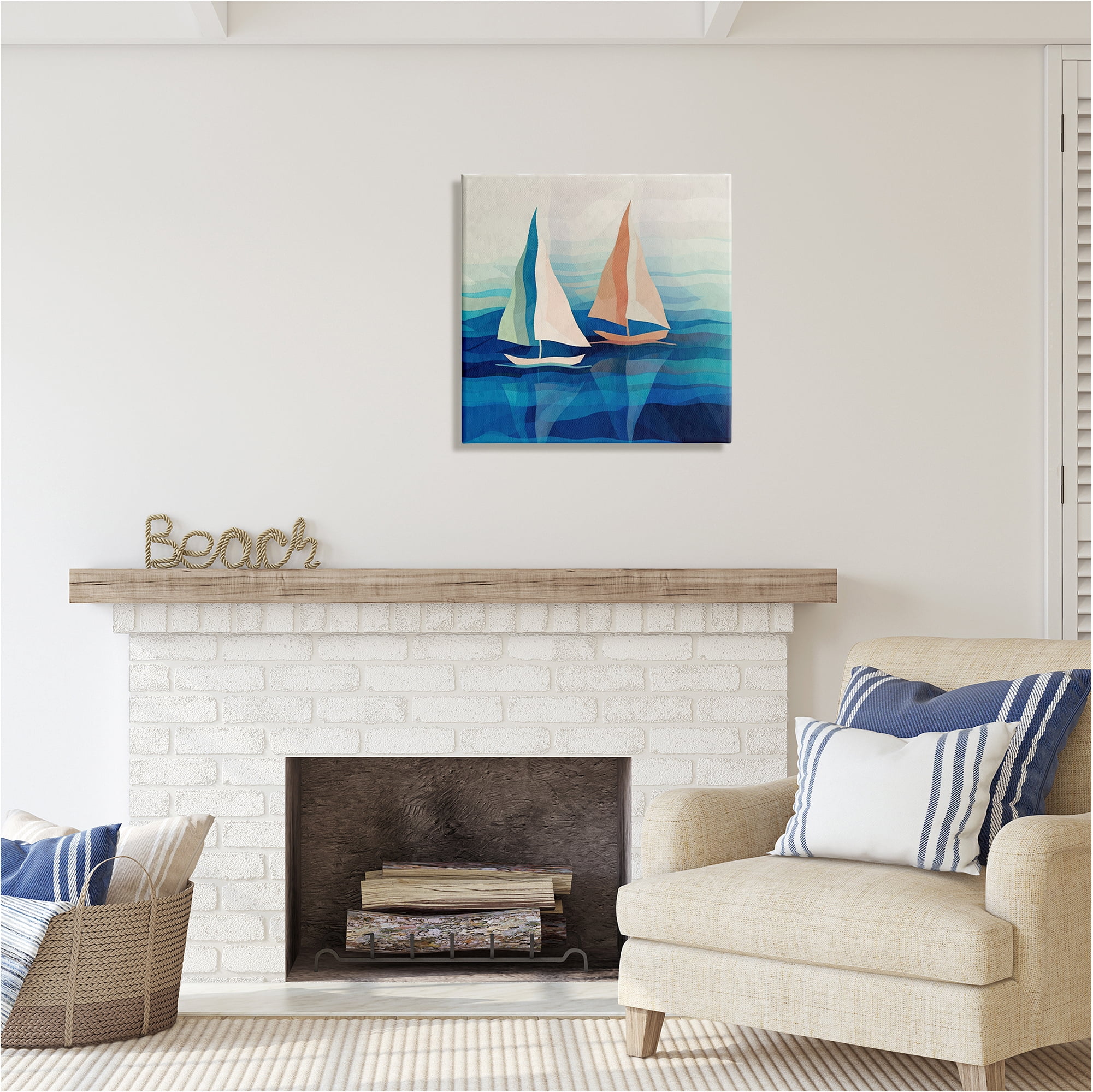 Stupell Industries Two Boats Abstraction Transportation Painting Gallery Wrapped Canvas Art Print Wall Art, 24 x 24