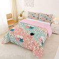 thumbnail image 3 of Manfei Kawaii Kimono Cat Full Size Comforter Sets, Blossoms Branch Bedding Comforter Set, Pink Teal, Pink Reversible, 3pcs, 1 Comforter and 2 Pillowcases, 3 of 7