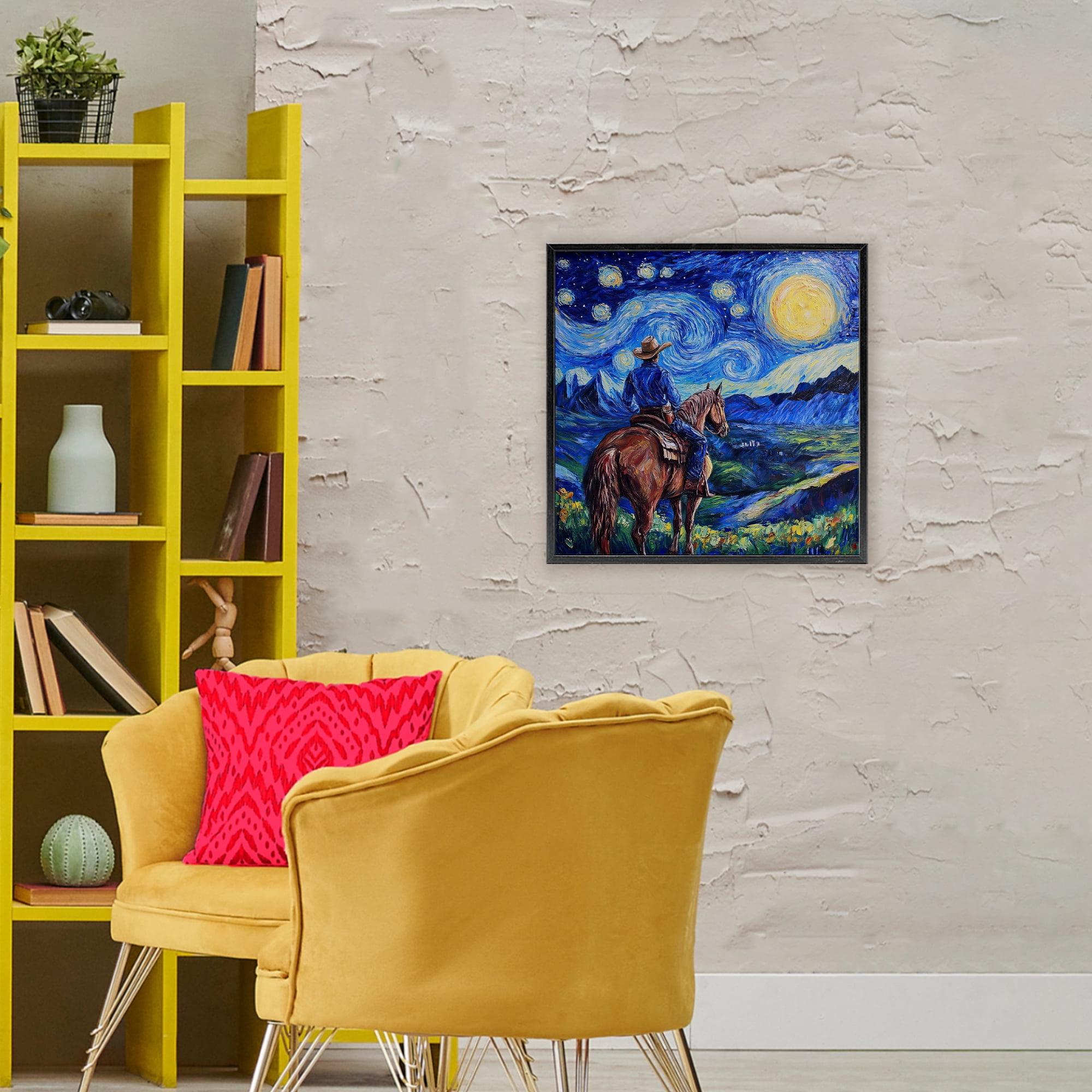 Stupell Industries Starry Night Cowboy Black Framed Giclee Art, design by Tina LeCour