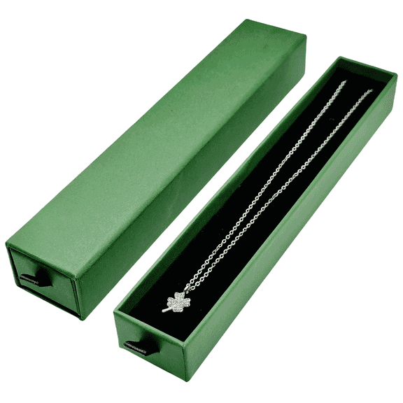 LANTWOO 2 Pieces Long Chain Necklace Jewelry Gift Box, 8.3 x 1.6 x 1.2 Inch Small Long Necklaces Pendants Bracelets Jewelry Display Box for Wedding, Engagement, Valentine's Day (Green)