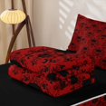 thumbnail image 6 of Homewish Bohemian Skull Skeleton Zipper Full Size Comforter Sets with Fitted Sheet and 2 Pillowcases,Vintage Red Damask Zipper Bedding Set,Halloween Bed Set,Black Reversible,4pcs, 6 of 8
