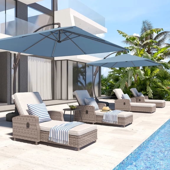 Grand Patio Outdoor & Indoor 180-Degree Adjustable Wicker Recliner for Porch, Patio, Living Room, Gray