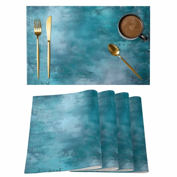 Teal Blue Placemats Set of 4 Modern Abstract Art Place Mats Table Mats Kitchen Dining Home Outdoor Party Table Decoration