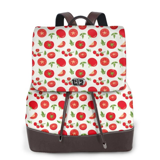 Fotbe Fresh Red Tomato for Leather Backpack Purse for Women Fashion Multipurpose Design Handbag Ladies Shoulder Bags Travel Backpack