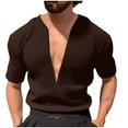 thumbnail image 3 of RongHuan Deep V Neck T-Shirt for Men Slim Fit Muscle Tee Shirts Summer Casual Low Cut Stretch Workout Tops, 3 of 6
