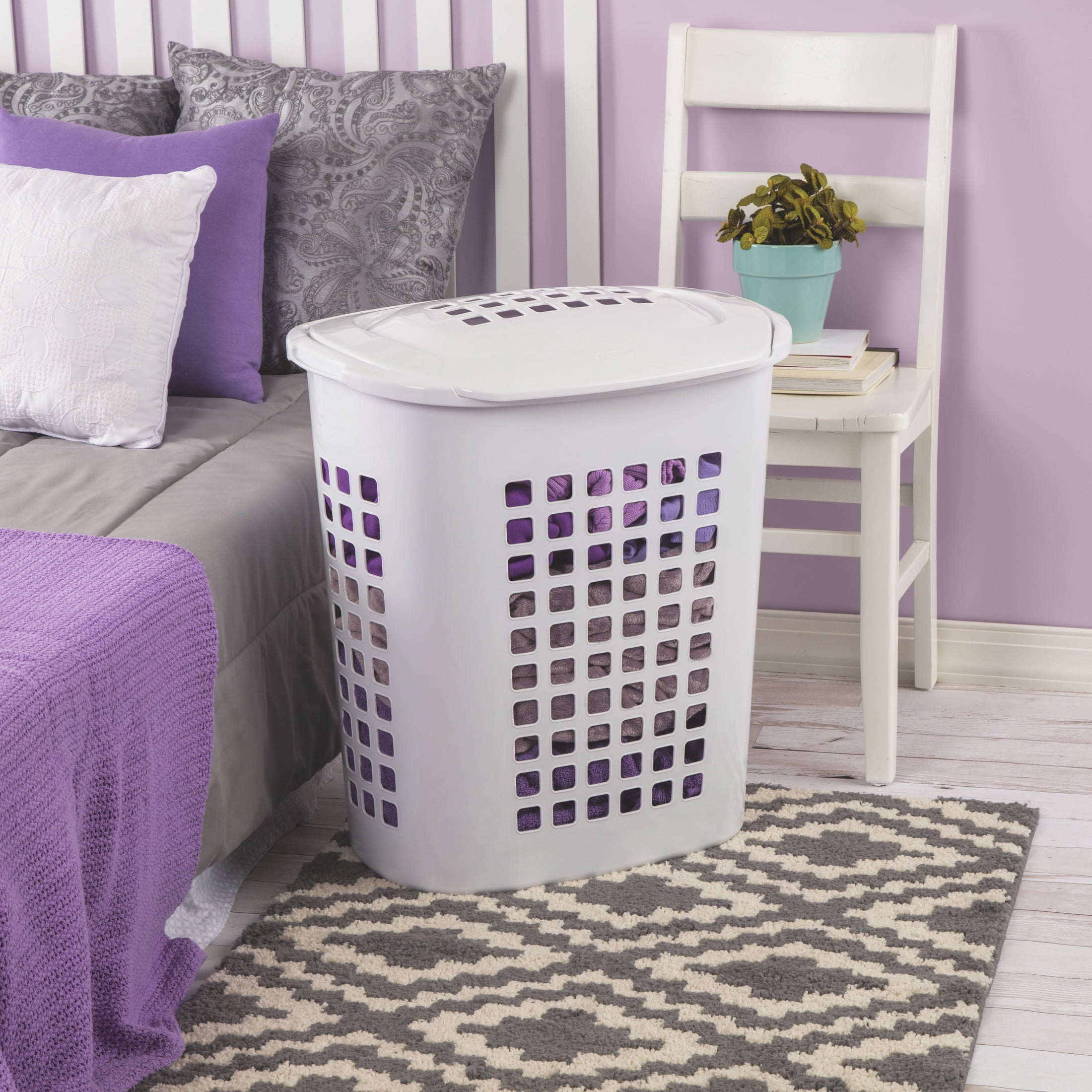 Sterilite 2.3 Bushel LiftTop Laundry Hamper Plastic Adult, White Case of 4