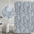 thumbnail image 5 of Blue Paisley Shower Curtain, Waterproof Shower Curtains for Bathroom, Ethnic Vintage Floral Botanical Abstract Washable Fabric Bathtub Curtain Set Bath Decor with 12 Hooks Extra Long 72"x96", 5 of 8