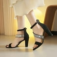 thumbnail image 4 of CQONEPT Rhinestones Sandals for Womens Dressy, Open Toe Ankle Strap Low Block Chunky Heels Sandals Sparkly Crystal Sandals Heels Shoes for Party Wedding Size 5.5 Black, 4 of 8
