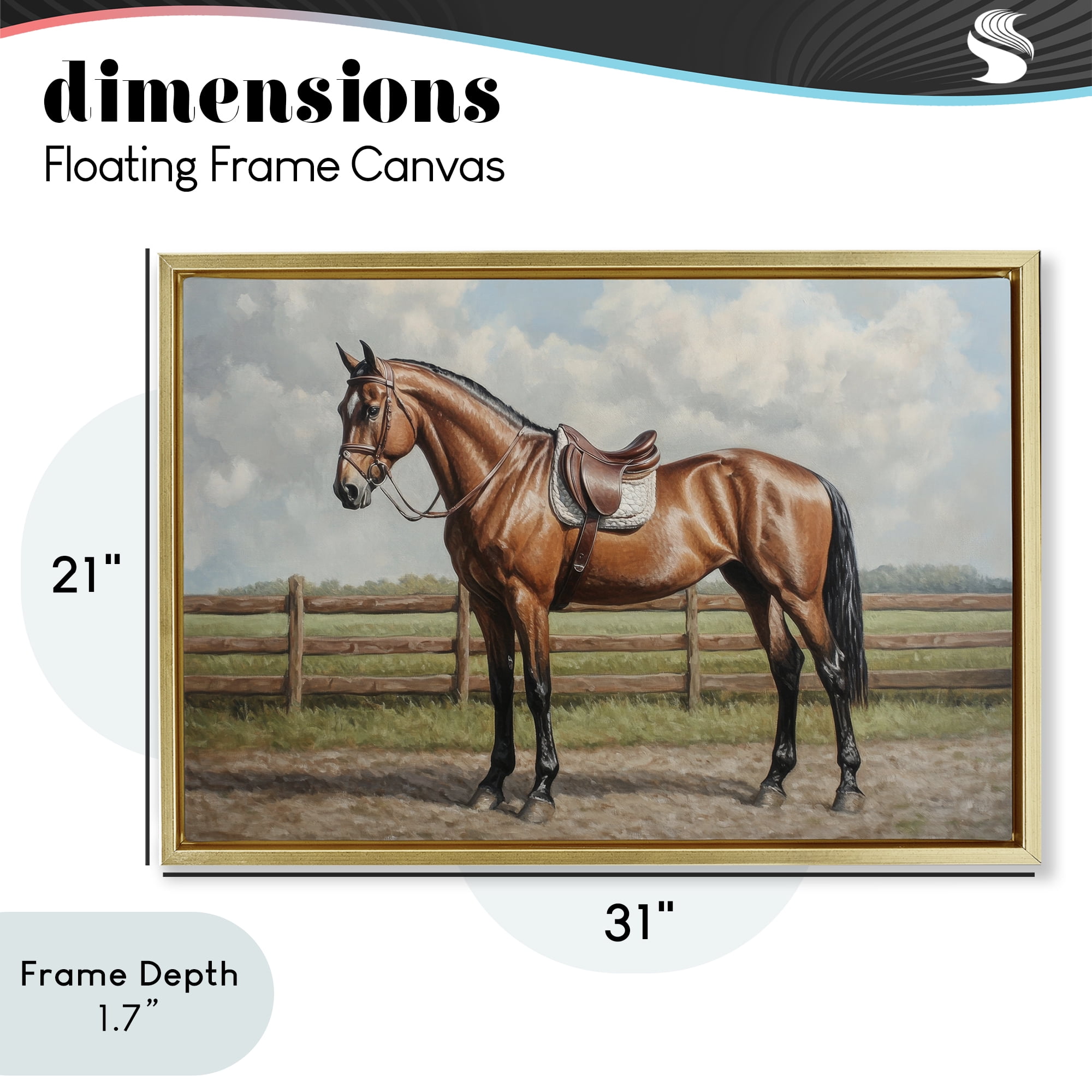 Stupell Industries Sunshine Pony on Farm Path Gold Framed Floater Canvas Wall Art, design by Petal Prints Design