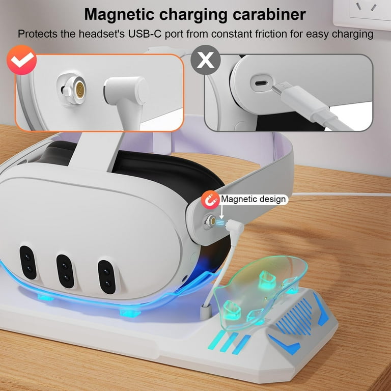 Charging Dock for Meta Quest 3/Quest 3S, Magnetic Charging Station