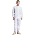 thumbnail image 2 of TiaoBug Men's Resistant Work Outfits Long Sleeve Front Zip Coat And Long Pants Uniform Workwear White L/170, 2 of 7