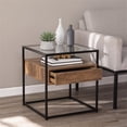 thumbnail image 2 of Maklaine Modern 1 Drawer Glass Top End Table in Black and Natural, 2 of 10