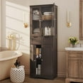 thumbnail image 3 of Kitchen Pantry, Lofka 67" Kitchen Pantry Cabinet with Glass Door & Shelves & 2 Drawers, Dark Brown, 3 of 9