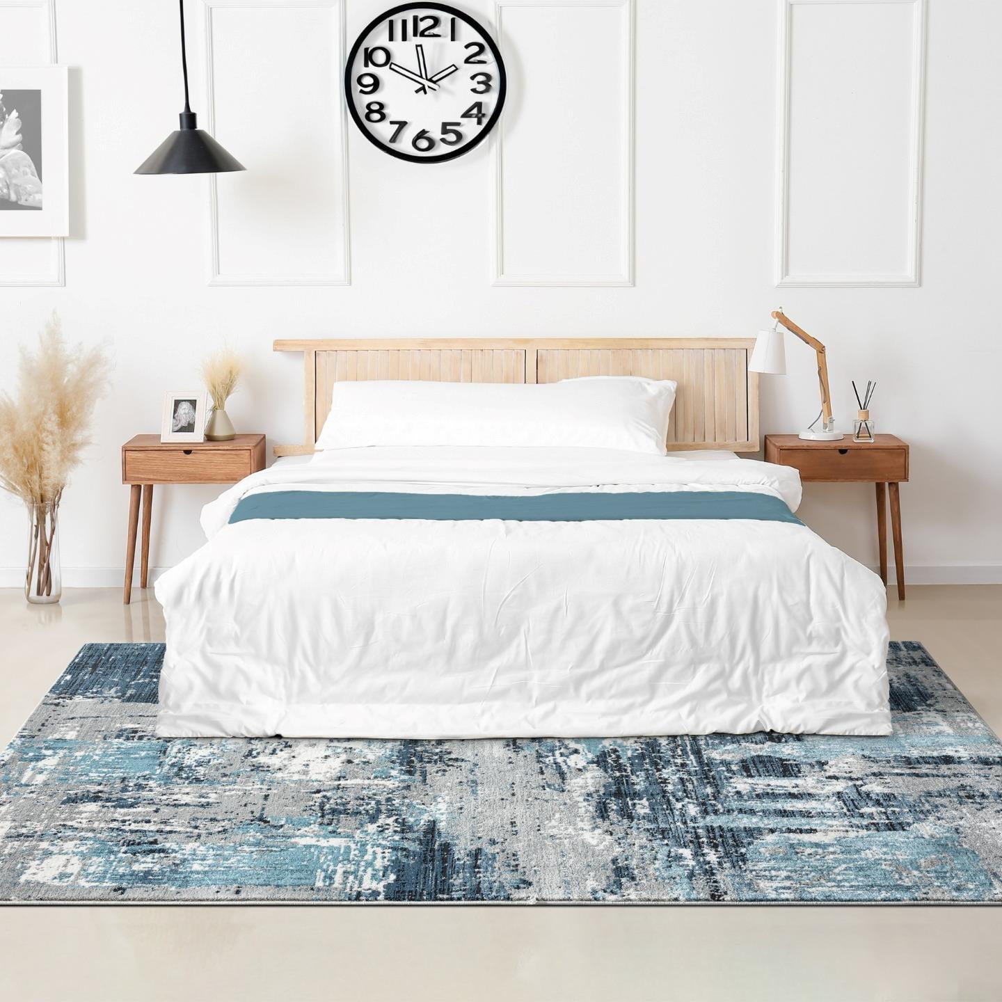Luxe Weavers Modern Abstract Distressed Blue 6x9 Area Rug for Living Rooms and Bedrooms