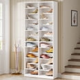 thumbnail image 3 of Tribesigns 13-Tier Shoe Storage Cabinet, Tall White Wooden Shoe Rack with 26 Cubbies, Freestanding Shoe Storage Organizer for Closet, Entryway, Living Room, 3 of 9
