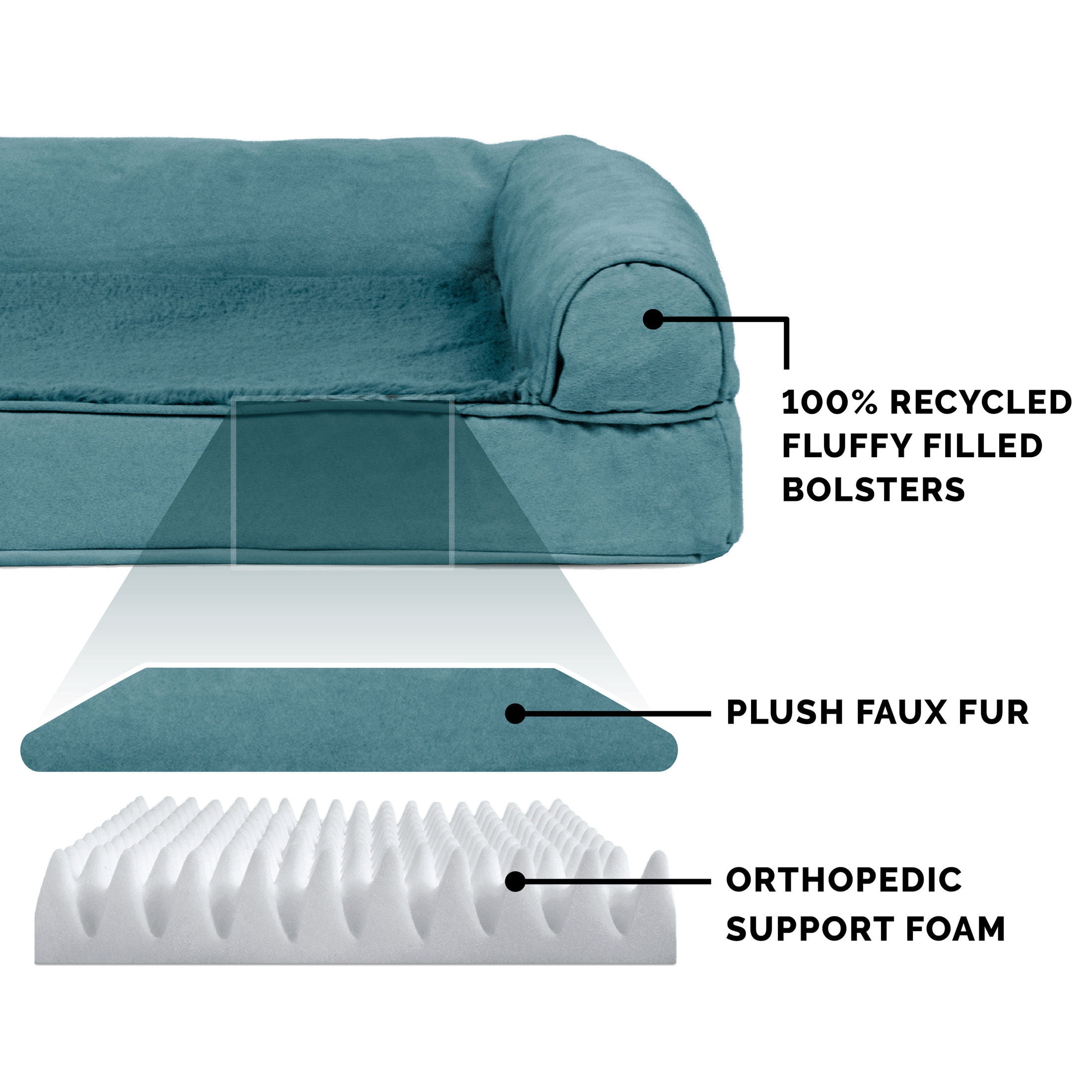 FurHaven Plush & Suede Orthopedic Sofa Pet Bed, Deep Pool, Jumbo, 1 Count