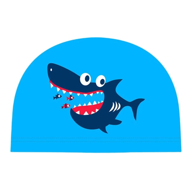 Gorro de natación 3D PU para , gorros de natación para menores de 12 años Niño niña con gorro de baño de pelo corto a mediano - Azul Shark1 Tiburón azul1 Sunnimix Nadar infantil