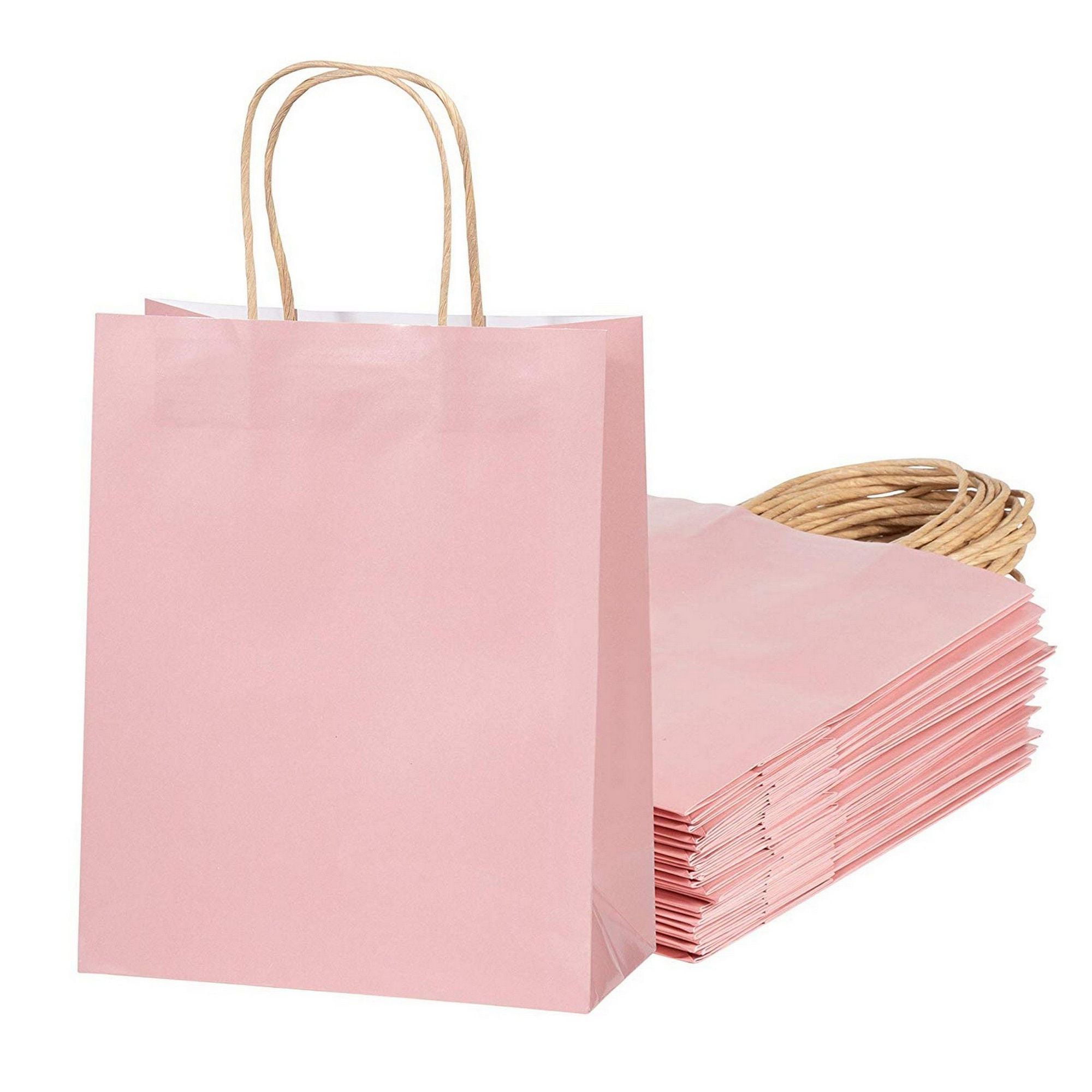 Blush Pink Gift Bags 24Pack Glossy Pink Paper Bags with