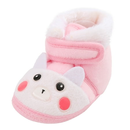 BOBOGOJP Baby Booties Girls Boys Cotton Booties Infant Sock Soft Shoes Non Skid Ankle Boots Winter Warm First Walkers Crib Shoes (Pink 4.5)