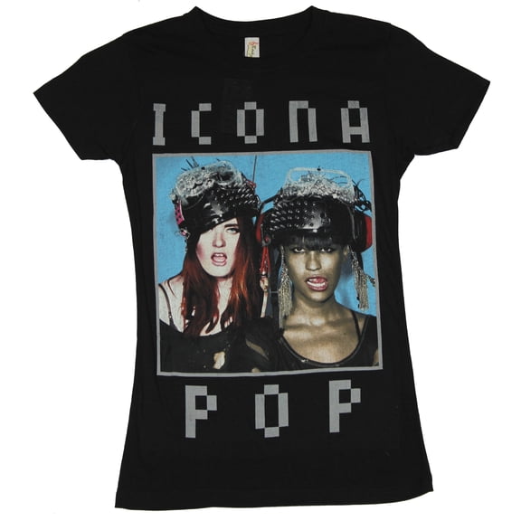Iconopop Girls Juniors  T-Shirt - Band Girl Weird Hatted Photo Image (Small)