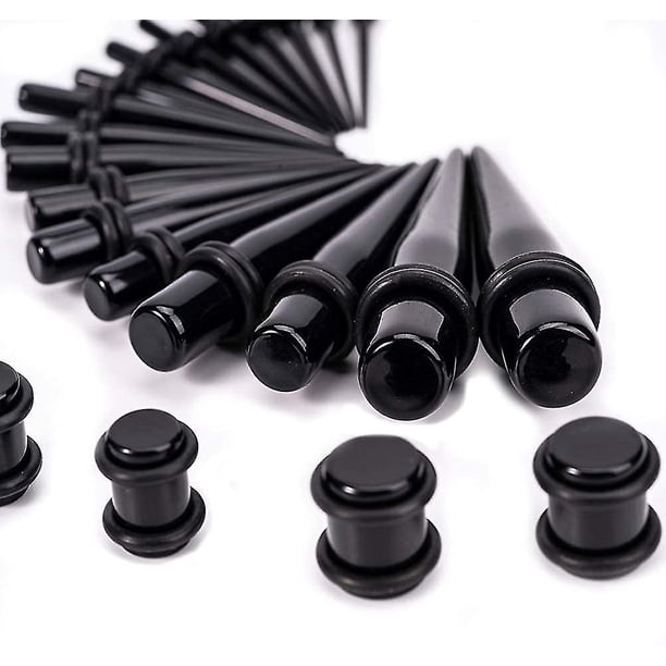 Kit de estiramiento de orejas Juego de expansores de medidores de orejas de 50 piezas Rejuvenecedores y tapones de acrílico y túnel de silicona