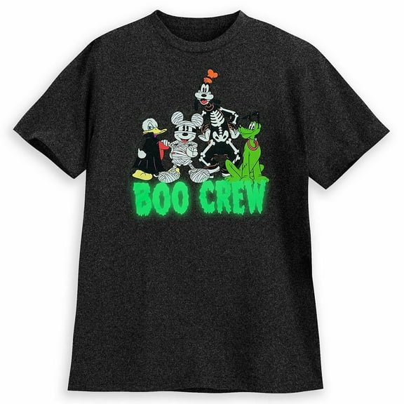 Disney Store Mickey Donald Pluto Goofy Halloween Glow in the Dark T Shirt Mens Size Small