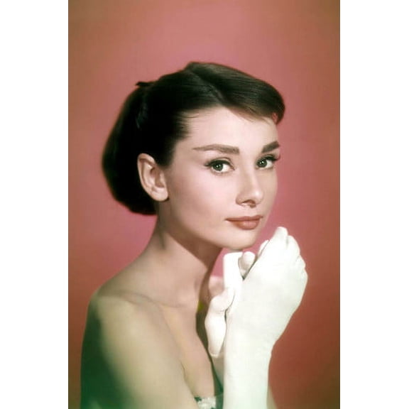 Audrey Hepburn in Funny Face bareshouldered with white gloves delightful pose 24x36 Poster