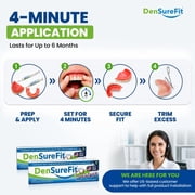 Densurefit Silicone Kit for Upper and Lower Denture, 3-6 Month Soft Silicone Dentures Repair Set to Refit and Tighten, Easy to Use Reline Set with Larger Primer and Applicators for Comfortable Fit