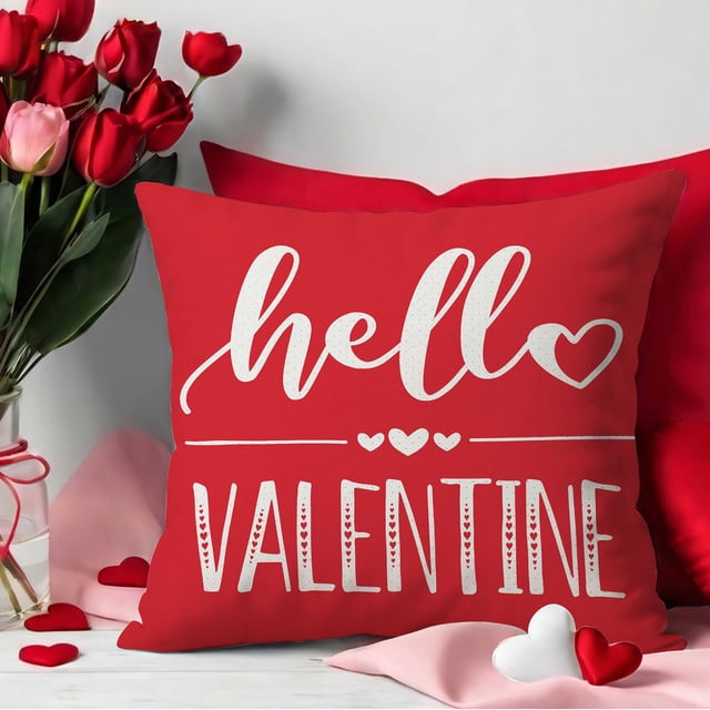 CaiYueKe Valentine's Day Pillow Cover 45x45cm Romantic Heart Print Decorative Throw Pillowcase for Sofa Couch Bed Home Decor Cushion Cover Square Accent Pillow Washable Decorative Pillow Case