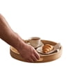thumbnail image 2 of Round Wooden Serving Tray With Handles Decorative Tray For Breakfast Coffee Snack Home Kitchen,Khaki-30X30X5Cm, 2 of 8