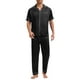thumbnail image 1 of INSPIRAR CHIC Conjunto de Pijamas de Satén para Hombre de Manga Corta con Botones y Pantalones Cortos de Dormir 2 Piezas S Negro, 1 of 1