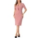 thumbnail image 2 of Vestido ajustado de mujer Inspire Chic con escote en V y mangas cortas, vestido midi bodycon para el trabajo en gris y rosa, talla S, 2 of 6