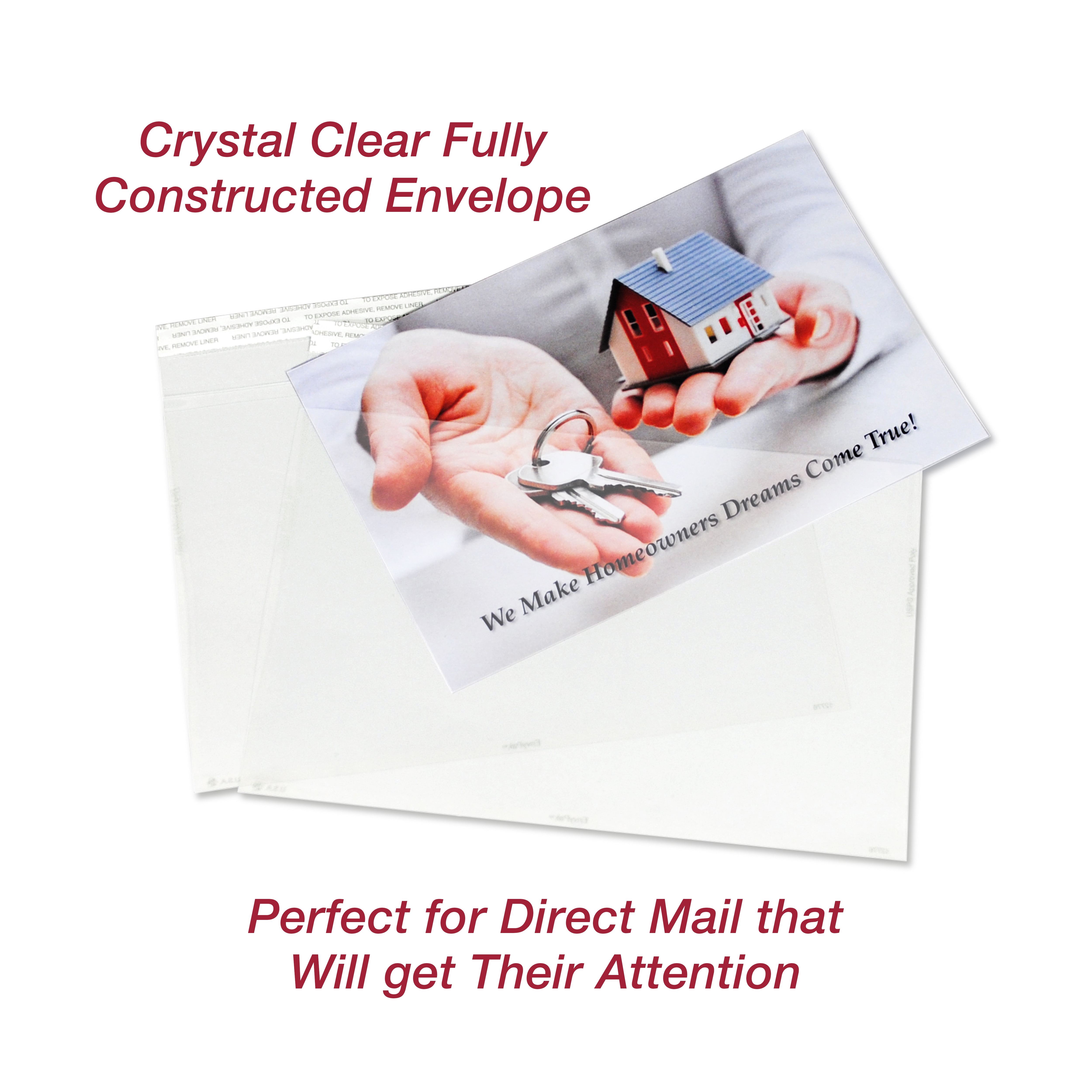 EnvyPak Crystal Clear Booklet Style Envelope 6" x 9", Permanent Tape (5.5″ x 8″ Insert Size) Holds Booklets, Catalogs and Brochures - Box of 100 - Made in USA