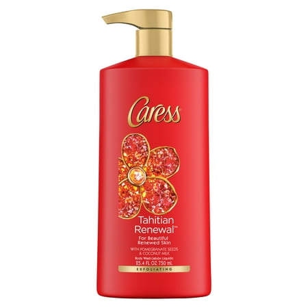 Caress Exfoliating Body Wash with Pump Tahitian Pomegranate & Coconut Milk 25.4 oz