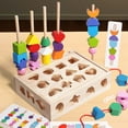 thumbnail image 1 of WSBDENLK Black Friday Wooden Beads Sequencing Toy Set 3 In 1 Wooden Color Shape Sorters Toys Lacing Beads Matching Stacking Box Game Preschool Learning Toys for Kids Toys for Child Fall Saving, 1 of 6