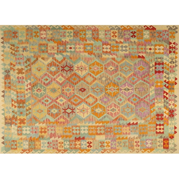 Ahgly Company Indoor Rectangle Contemporary Orange Abstract Area Rugs, 5' x 8'