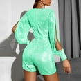 thumbnail image 6 of Odeerbi Solid Color Sequin Jumpsuits for Women 2024 Fashion Ethnic Style Solid Cold Shoulder Pants Suspender Long Sleeve Jumpsuit Mint Green, 6 of 6