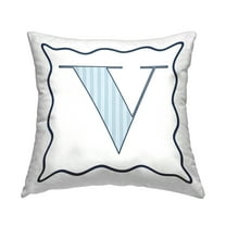Stupell Industries Polka Dot Blue Letter V Square Decorative Printed Throw Pillow, 18 x 18